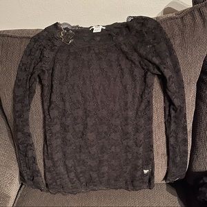NWOT Bar lll Lace Long Sleeve Black Shirt